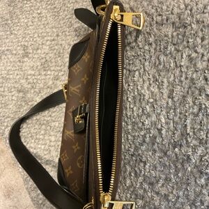 Brown Monogram Handbag with Black Accents